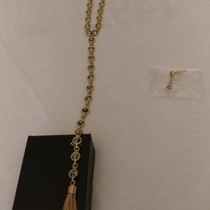Goldstone/black jewel necklace